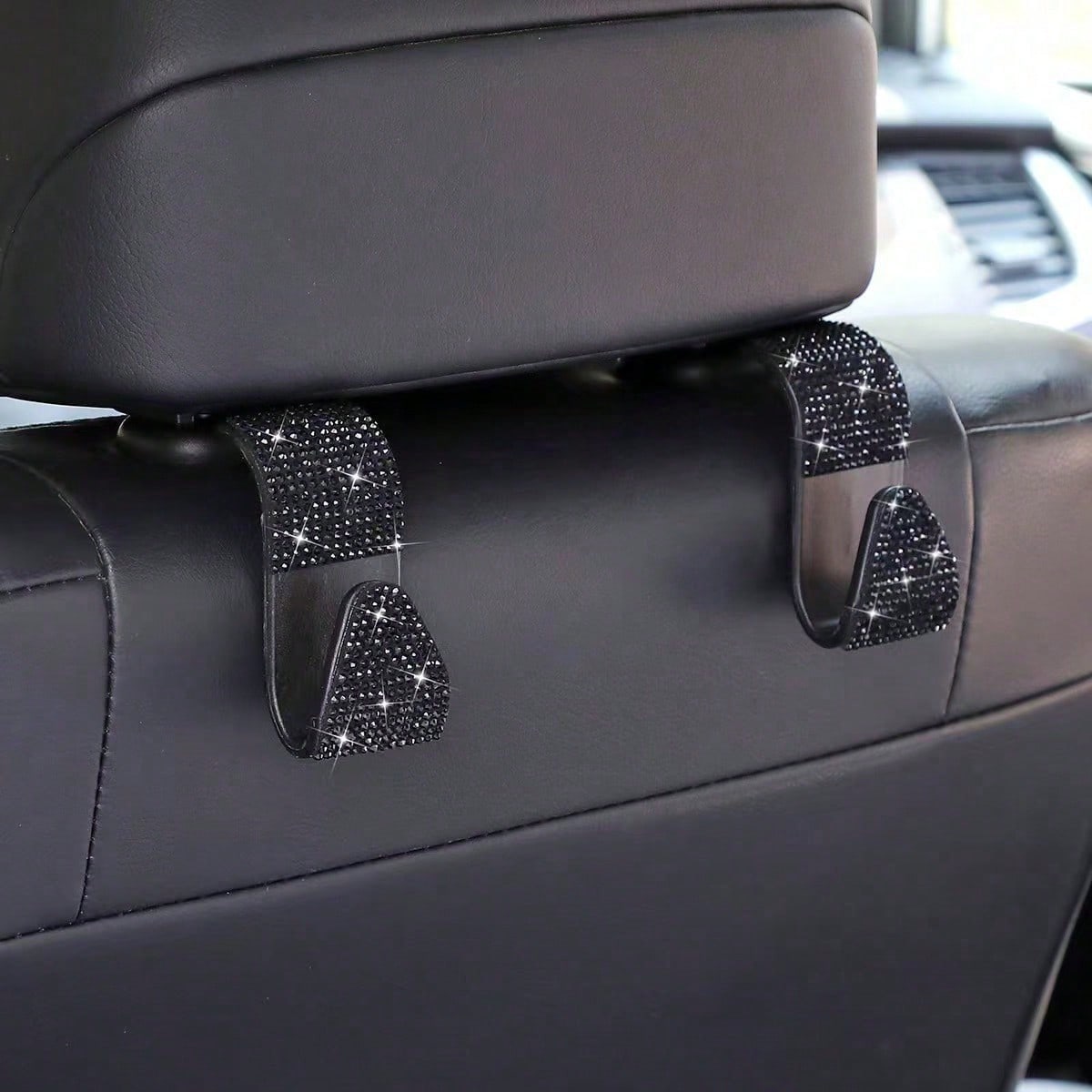2pcs Rhinestone Car Seat Back Hooks, Creative Invisible Hooks For Hanging Accessories