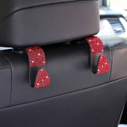 2pcs Rhinestone Car Seat Back Hooks, Creative Invisible Hooks For Hanging Accessories