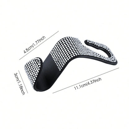 2pcs Rhinestone Car Seat Back Hooks, Creative Invisible Hooks For Hanging Accessories