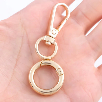 2pcs Rotating Clasp, Double-Ended Rotating Spring Hooks Metal Rotating Clasp Lanyard Spring Hooks With Spring O-Ring Lobster Clasp, Suitable For Keys, Bags, Wallets, Lanyards, Jewelry DIY Crafts