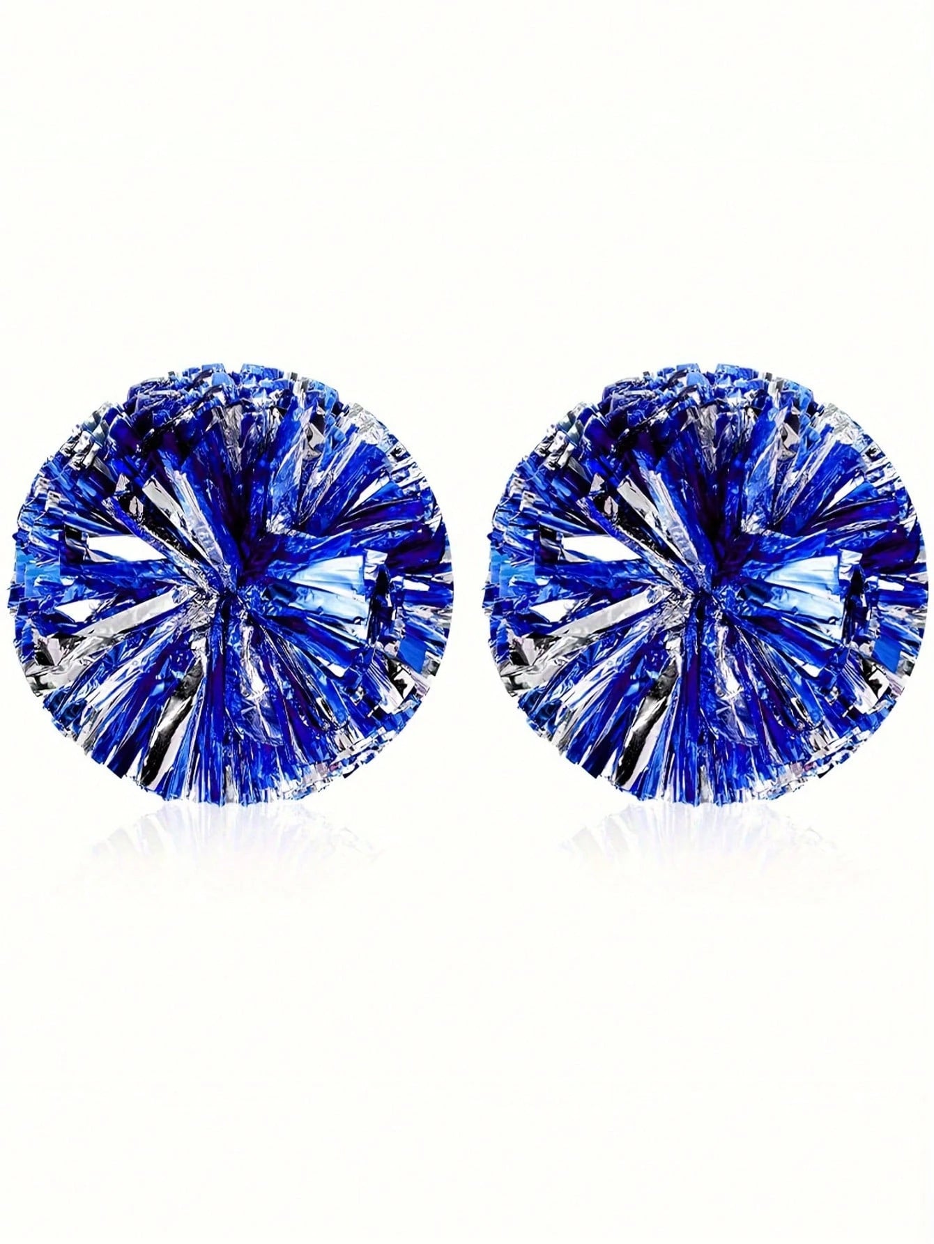 2pcs/Set Blue & Silver Pom Poms- High Index Plastic, Suitable For Dancing, Dance Accessories, Gymnastics, Sports Events And Festivals, Team Spirit Sports Cheering