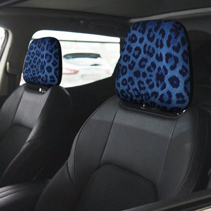 2pcs/Set Car Headrest Covers, Yellow Leopard Print Fabric Material, Car Accessories, Fashionable Animal Pattern Car Interior Decor, Universal Design, Suitable For Most Car Models, Dust-Proof, Washable
