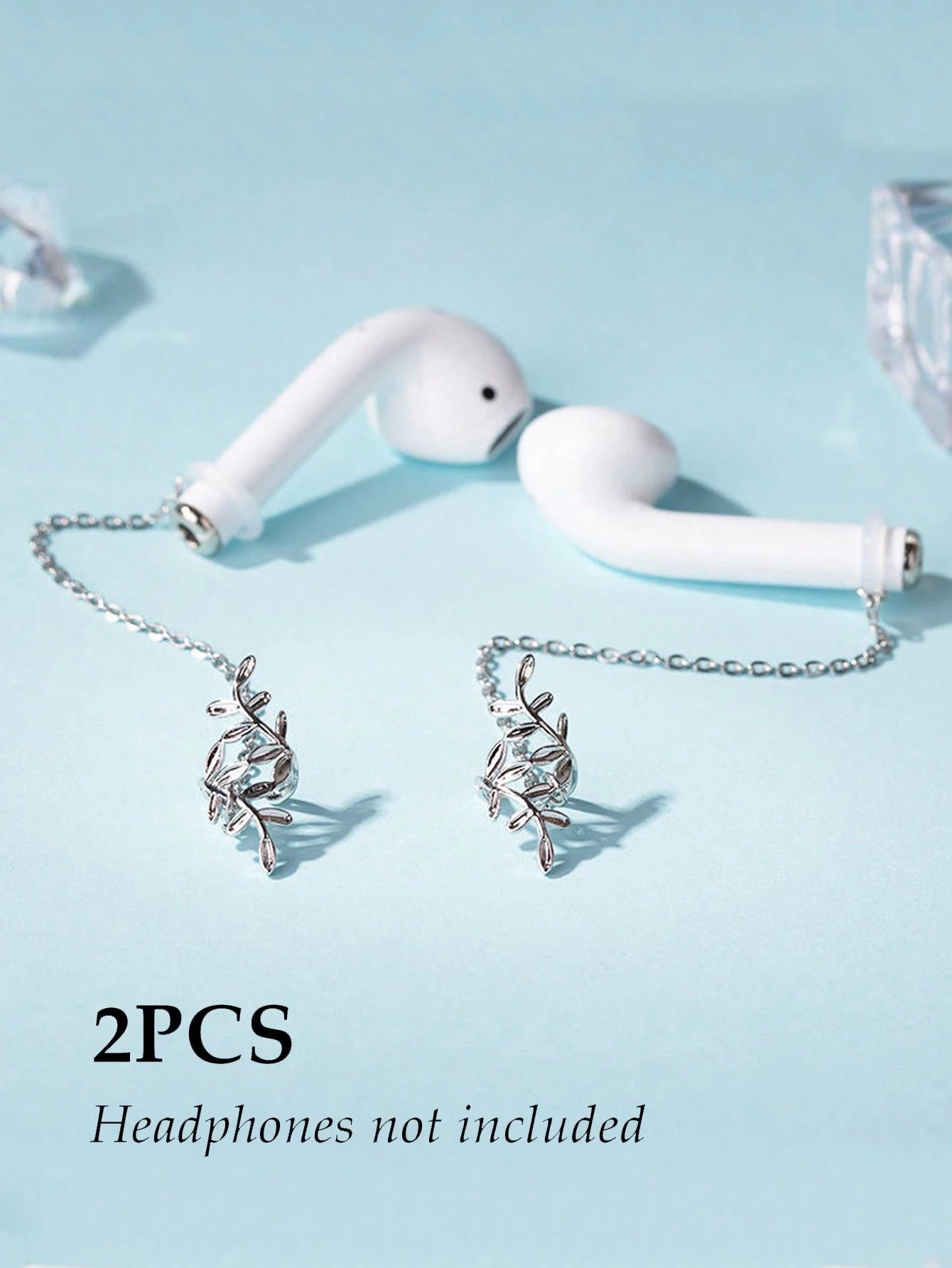 2pcs/Set Earphone Anti-Loss Chain, Anti-Drop Metal Leaf Minimalist Ear Chain Ear Cuff, Bluetooth Wireless Earphone Protective Ear Hook Ear Chain Ear Cuff Ear Hole, Earphone Anti-Loss Chain Wireless Co