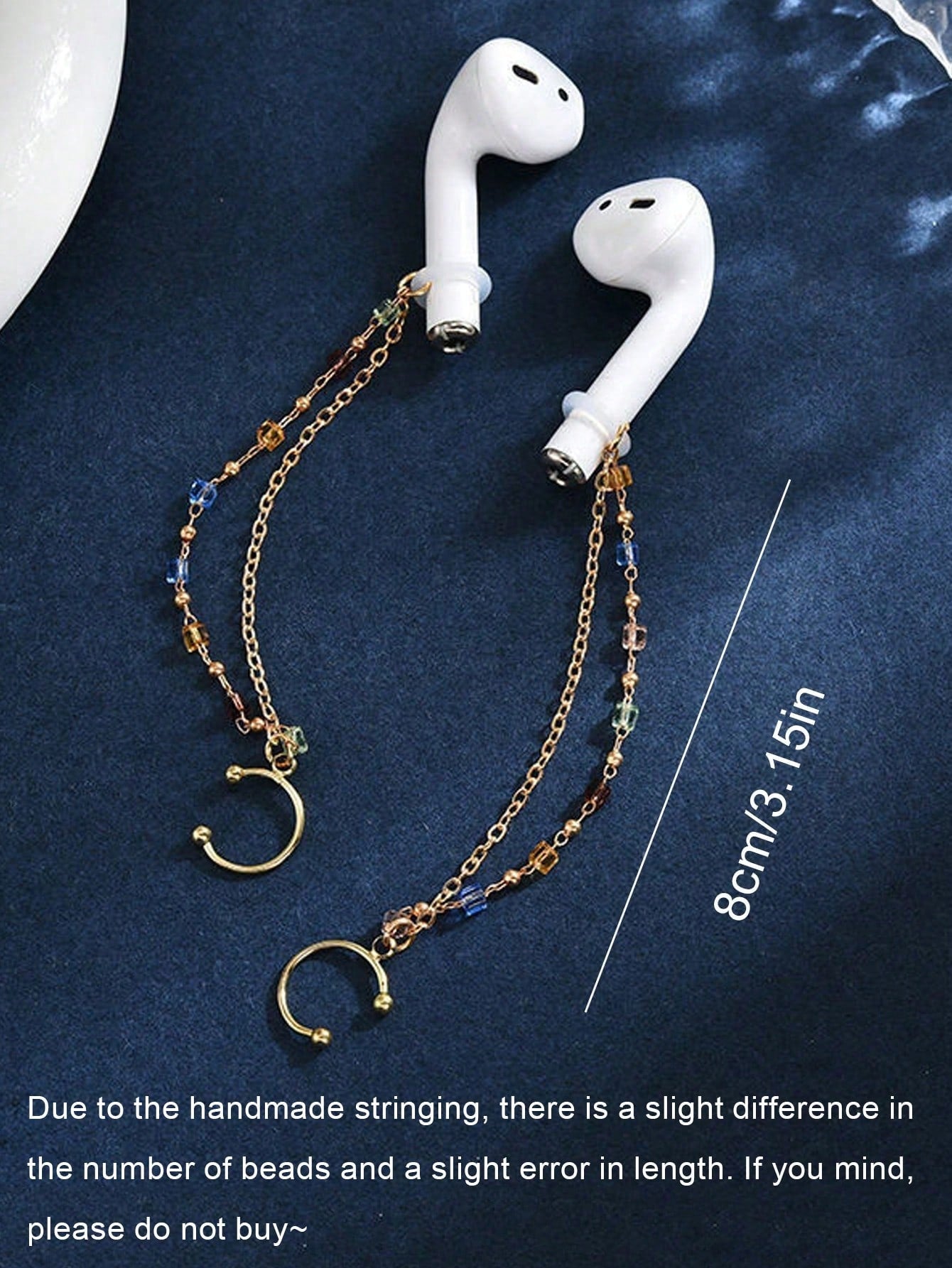 2pcs/Set Earphone Anti-Loss Chain, Anti-Drop Metal Leaf Minimalist Ear Chain Ear Cuff, Bluetooth Wireless Earphone Protective Ear Hook Ear Chain Ear Cuff Ear Hole, Earphone Anti-Loss Chain Wireless Co