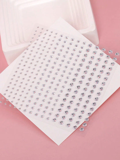 2pcs/Set Multi-Size Faux Crystal Silver Rhinestone 3D Face Jewel Stickers, For Festival Party, Daily Use, DIY Music Festival Makeup, Can Be Applied To Hair, Eyes, Face, Body,Concert Look,Face Gems