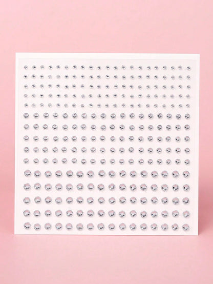 2pcs/Set Multi-Size Faux Crystal Silver Rhinestone 3D Face Jewel Stickers, For Festival Party, Daily Use, DIY Music Festival Makeup, Can Be Applied To Hair, Eyes, Face, Body,Concert Look,Face Gems