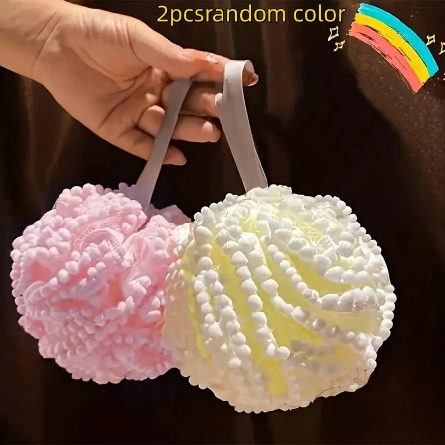 2pcs/Set PE Exfoliating Bath Sponge Set- Gentle, Unisex, Durable, Unscented, Enhances Cleaning Experience, Suitable For All Seasons Gift!