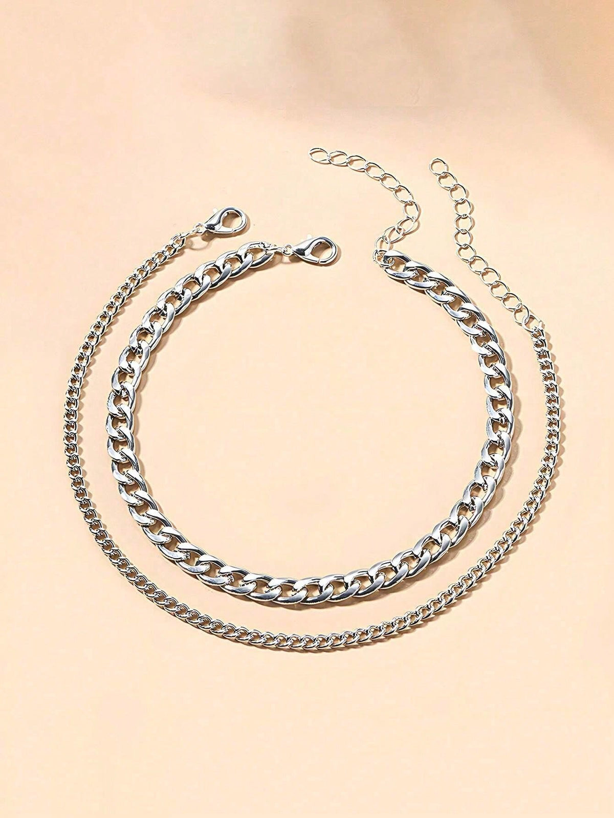 2pcs/Set Silver Multilayer Chain Unique Design Anklet, Beach & Street Style, Suitable For Women's Daily Wear, Great Gift For Female Friends