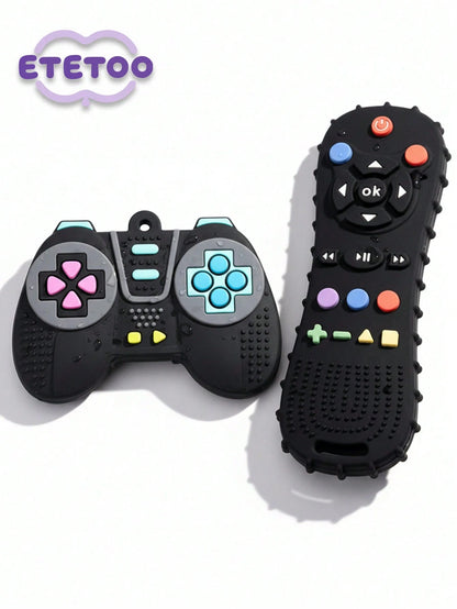 2pcs Silicone Game Controller Teethers, Montessori Teething Toys, Educational Chewing Toys For 6-12 Months Babies