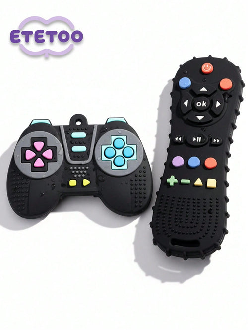 2pcs Silicone Game Controller Teethers, Montessori Teething Toys, Educational Chewing Toys For 6-12 Months Babies