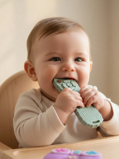 2pcs Silicone Game Controller Teethers, Montessori Teething Toys, Educational Chewing Toys For 6-12 Months Babies