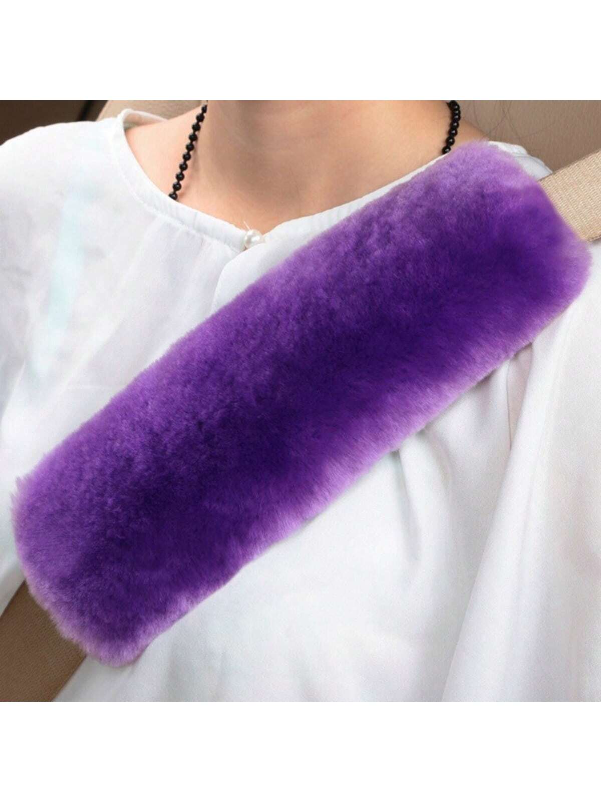 2pcs Soft Faux Rabbit Fur Car Seat Belt Cover Shoulder Pad, Neck Support Pillow, Winter Plush Seat Belt Cover, Suitable For Car Interior,Car Accessories