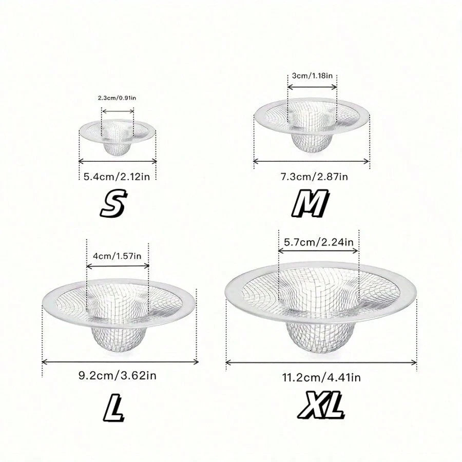 2pcs Stainless Steel Sink Strainers, Bath Tub Drain Hair Catcher, Garbage Disposal Strainer & Drain Cover For Most Of The Kitchen And Bathroom Sink, 4 Different Sizes Back To School