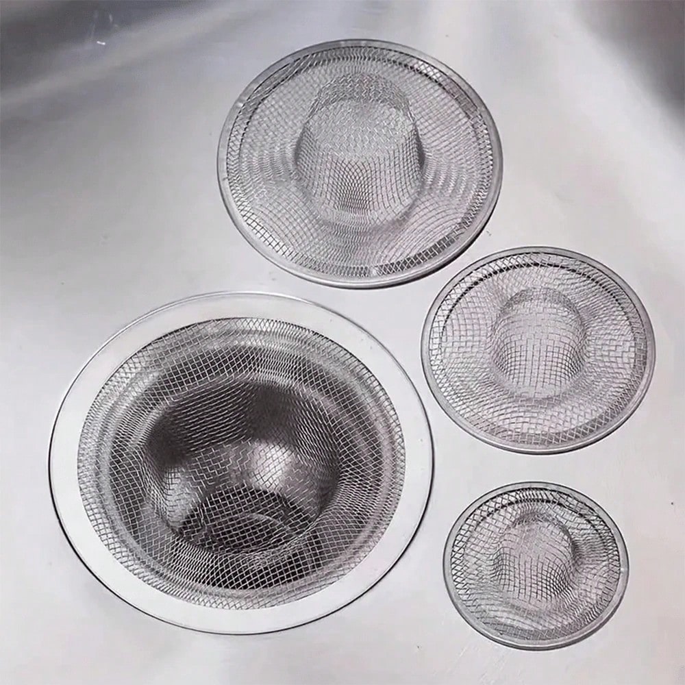 2pcs Stainless Steel Sink Strainers, Bath Tub Drain Hair Catcher, Garbage Disposal Strainer & Drain Cover For Most Of The Kitchen And Bathroom Sink, 4 Different Sizes Back To School