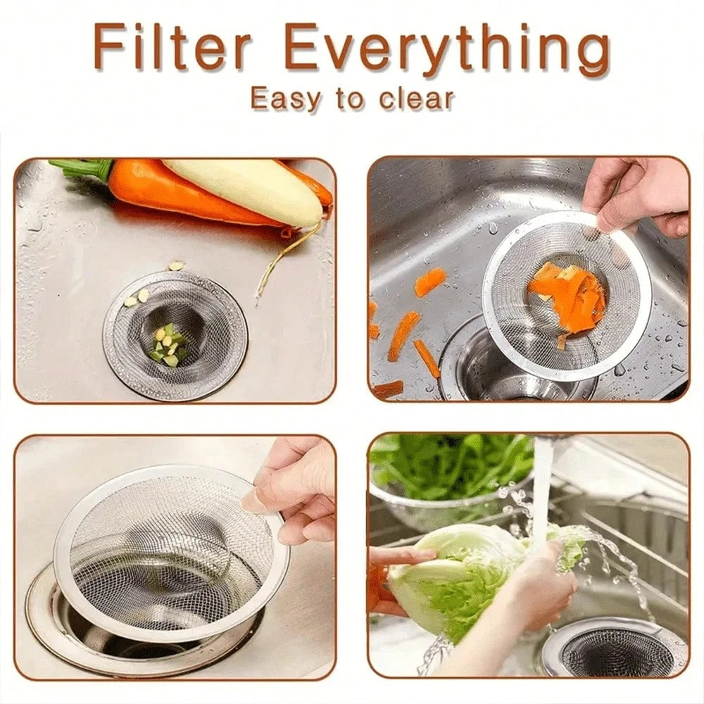 2pcs Stainless Steel Sink Strainers, Bath Tub Drain Hair Catcher, Garbage Disposal Strainer & Drain Cover For Most Of The Kitchen And Bathroom Sink, 4 Different Sizes Back To School