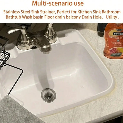 2pcs Stainless Steel Sink Strainers, Bath Tub Drain Hair Catcher, Garbage Disposal Strainer & Drain Cover For Most Of The Kitchen And Bathroom Sink, 4 Different Sizes Back To School