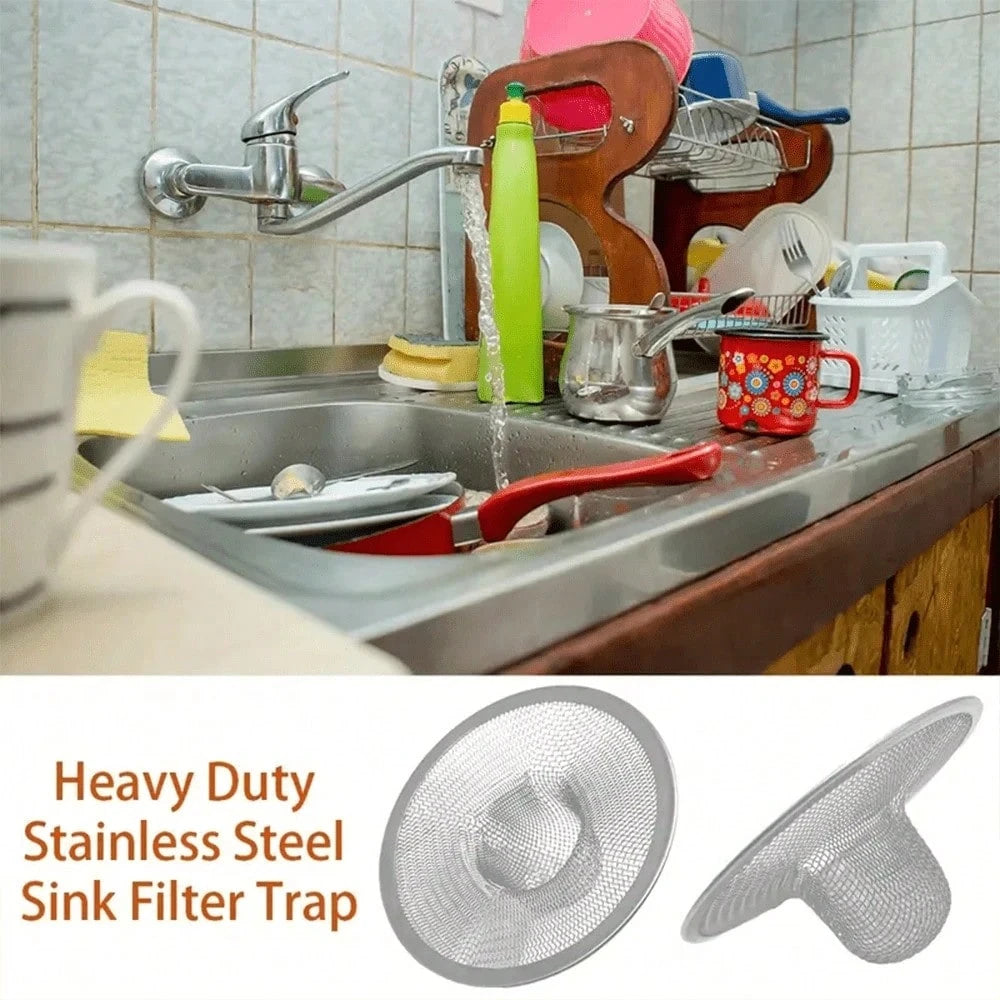 2pcs Stainless Steel Sink Strainers, Bath Tub Drain Hair Catcher, Garbage Disposal Strainer & Drain Cover For Most Of The Kitchen And Bathroom Sink, 4 Different Sizes Back To School