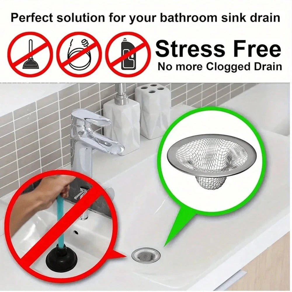 2pcs Stainless Steel Sink Strainers, Bath Tub Drain Hair Catcher, Garbage Disposal Strainer & Drain Cover For Most Of The Kitchen And Bathroom Sink, 4 Different Sizes Back To School