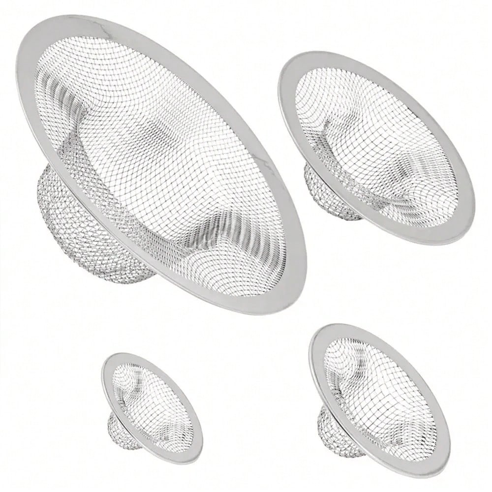 2pcs Stainless Steel Sink Strainers, Bath Tub Drain Hair Catcher, Garbage Disposal Strainer & Drain Cover For Most Of The Kitchen And Bathroom Sink, 4 Different Sizes Back To School