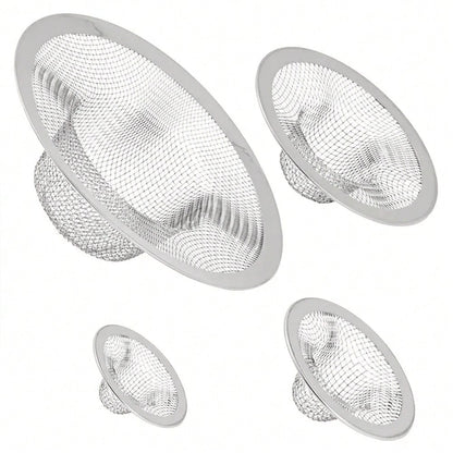 2pcs Stainless Steel Sink Strainers, Bath Tub Drain Hair Catcher, Garbage Disposal Strainer & Drain Cover For Most Of The Kitchen And Bathroom Sink, 4 Different Sizes Back To School