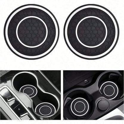 2PCS Universal Car Cup Holder Coasters, 2.75 Inch Non-Slip Silicone Cup Holder Inserts, Anti-Dust Car Cup Mats For Most Cars, White