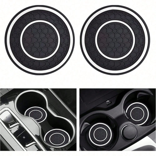 2PCS Universal Car Cup Holder Coasters, 2.75 Inch Non-Slip Silicone Cup Holder Inserts, Anti-Dust Car Cup Mats For Most Cars, White