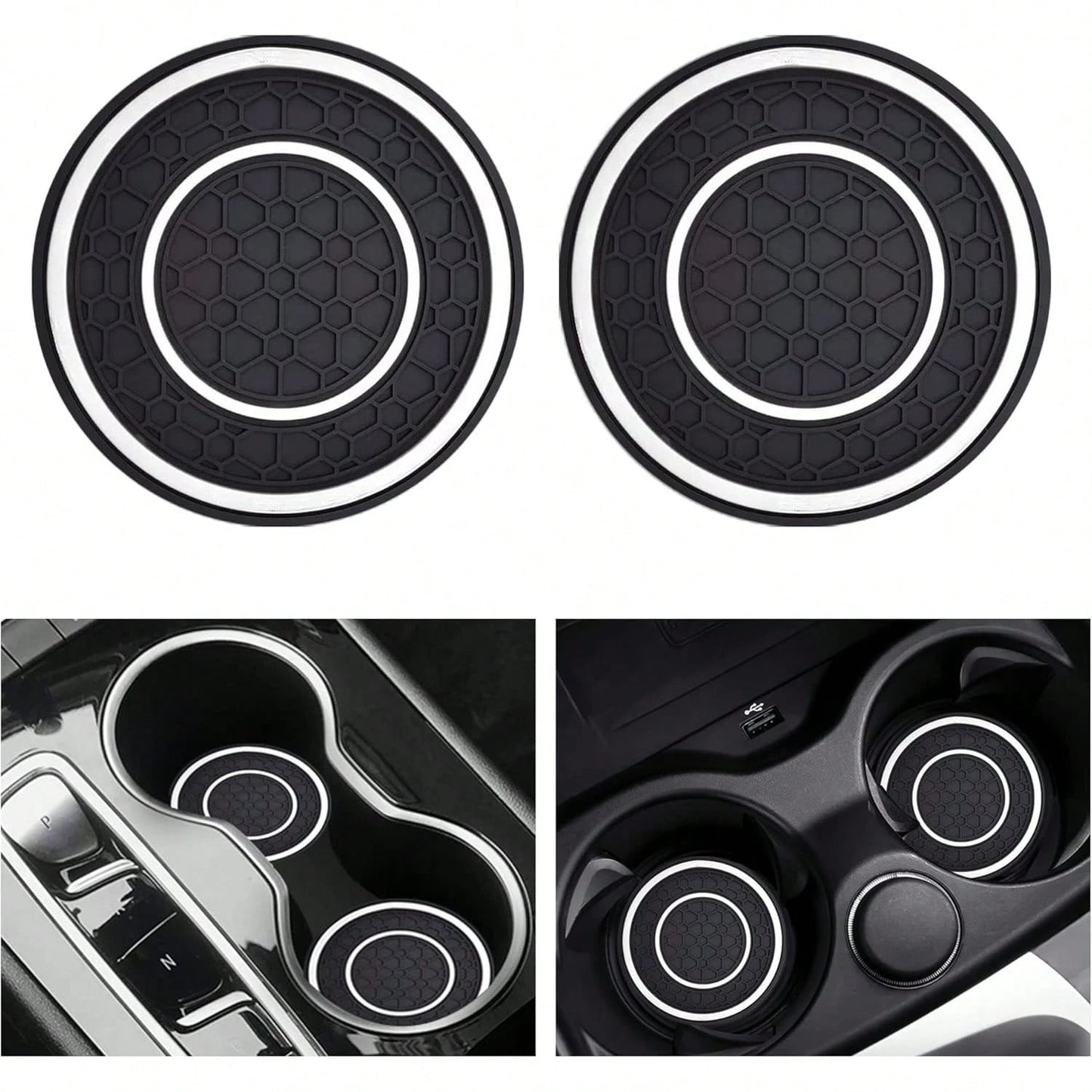 2PCS Universal Car Cup Holder Coasters, 2.75 Inch Non-Slip Silicone Cup Holder Inserts, Anti-Dust Car Cup Mats For Most Cars, White