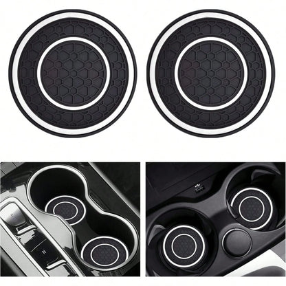 2PCS Universal Car Cup Holder Coasters, 2.75 Inch Non-Slip Silicone Cup Holder Inserts, Anti-Dust Car Cup Mats For Most Cars, White