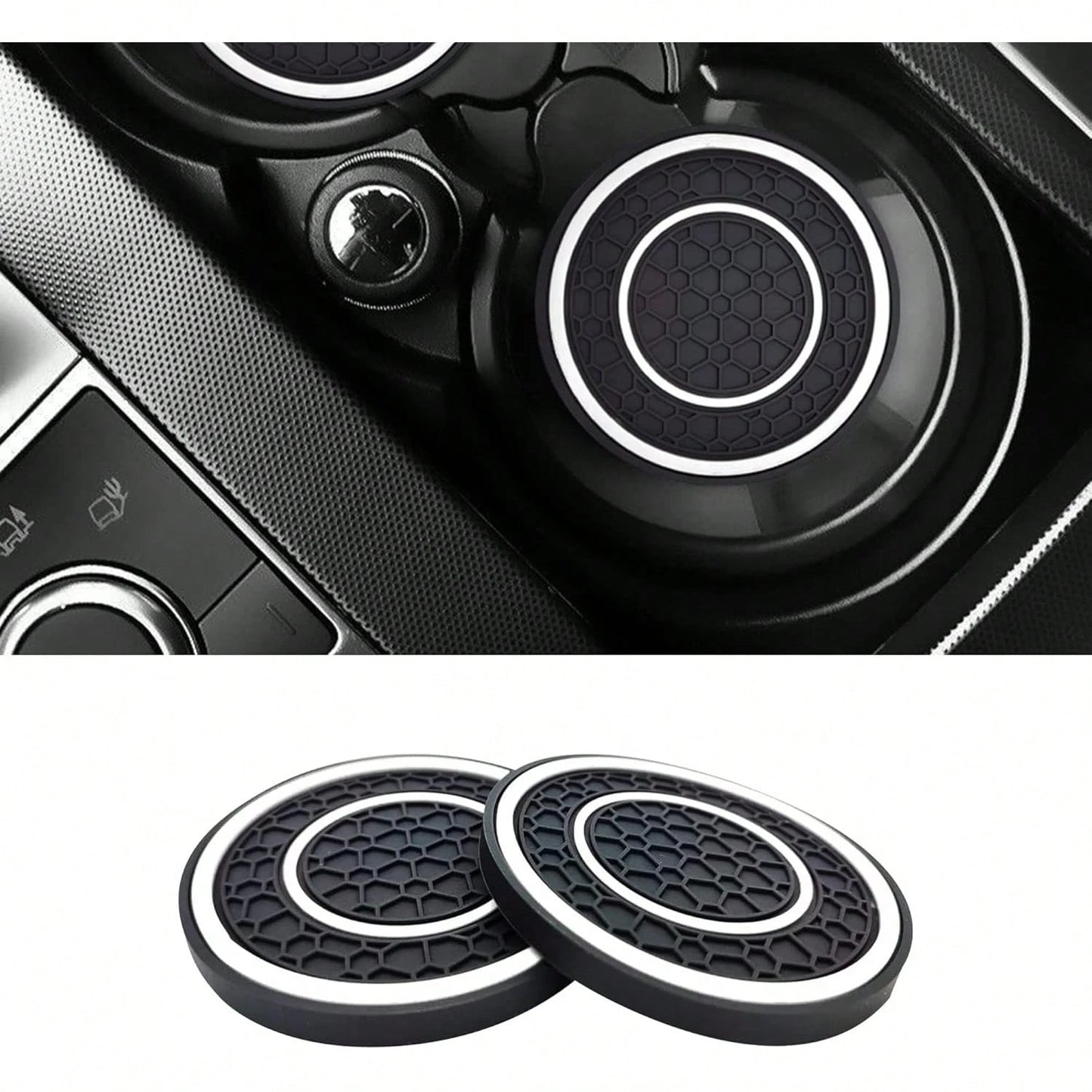 2PCS Universal Car Cup Holder Coasters, 2.75 Inch Non-Slip Silicone Cup Holder Inserts, Anti-Dust Car Cup Mats For Most Cars, White