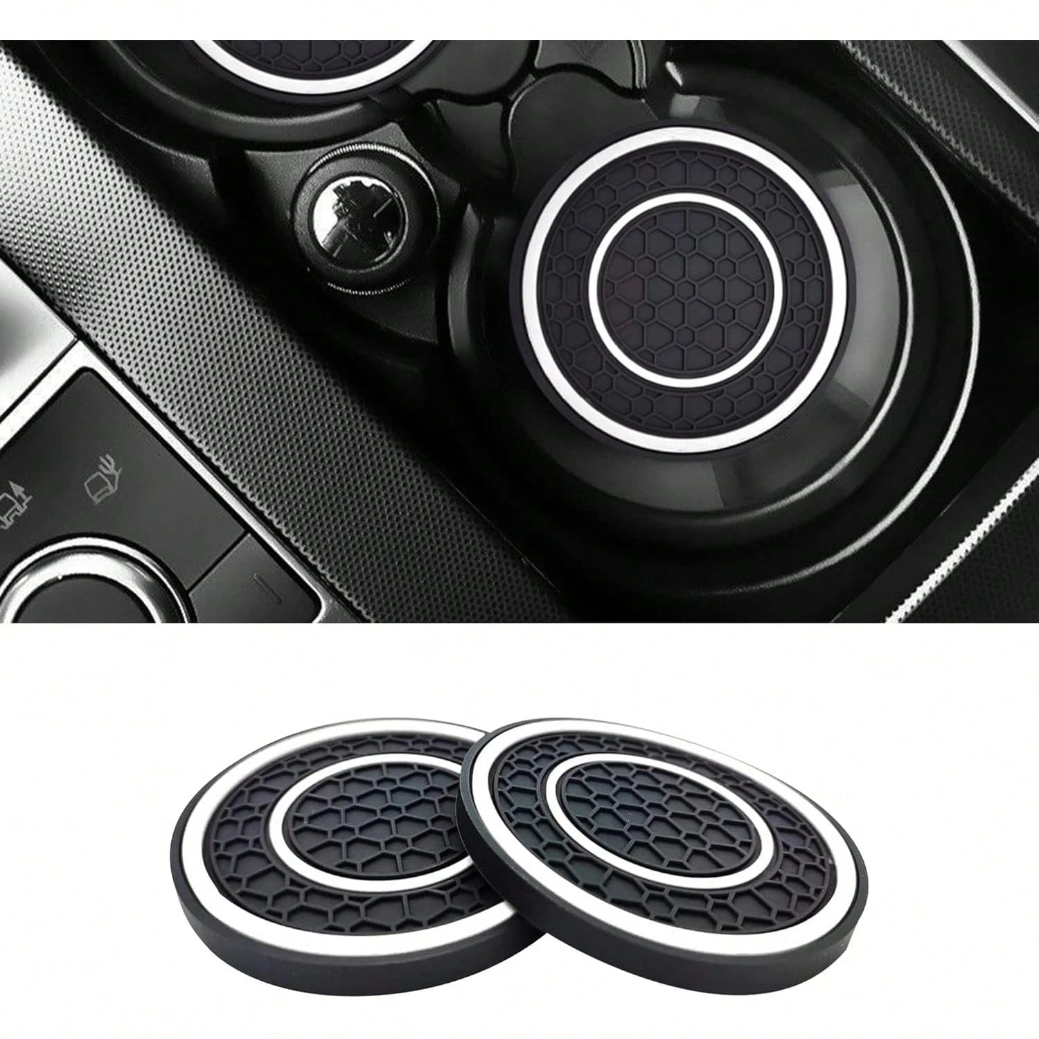 2PCS Universal Car Cup Holder Coasters, 2.75 Inch Non-Slip Silicone Cup Holder Inserts, Anti-Dust Car Cup Mats For Most Cars, White