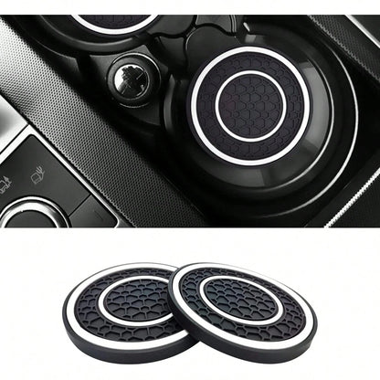 2PCS Universal Car Cup Holder Coasters, 2.75 Inch Non-Slip Silicone Cup Holder Inserts, Anti-Dust Car Cup Mats For Most Cars, White