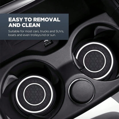 2PCS Universal Car Cup Holder Coasters, 2.75 Inch Non-Slip Silicone Cup Holder Inserts, Anti-Dust Car Cup Mats For Most Cars, White