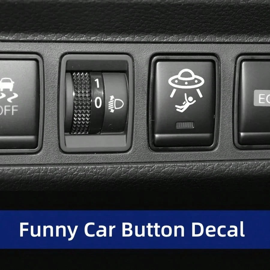 2pcs Universal UFO Blank Button Stickers- Fun Decorative Stickers For Any Vehicle