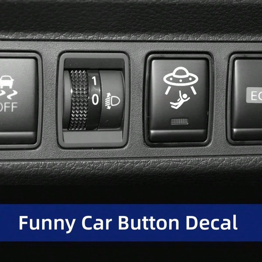 2pcs Universal UFO Blank Button Stickers- Fun Decorative Stickers For Any Vehicle