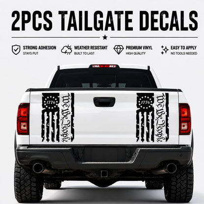 2PCS USA Flag Tailgate Decals, Distressed 1776 We The People Truck Stickers For Pickup Trucks And Outdoor Vehicle Decoration