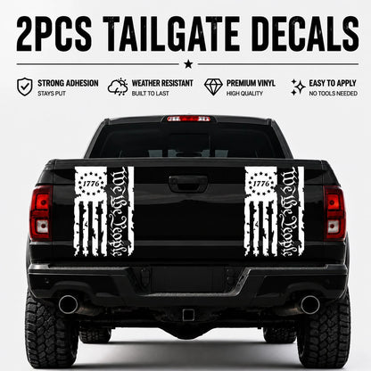 2PCS USA Flag Tailgate Decals, Distressed 1776 We The People Truck Stickers For Pickup Trucks And Outdoor Vehicle Decoration