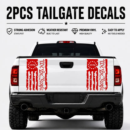 2PCS USA Flag Tailgate Decals, Distressed 1776 We The People Truck Stickers For Pickup Trucks And Outdoor Vehicle Decoration