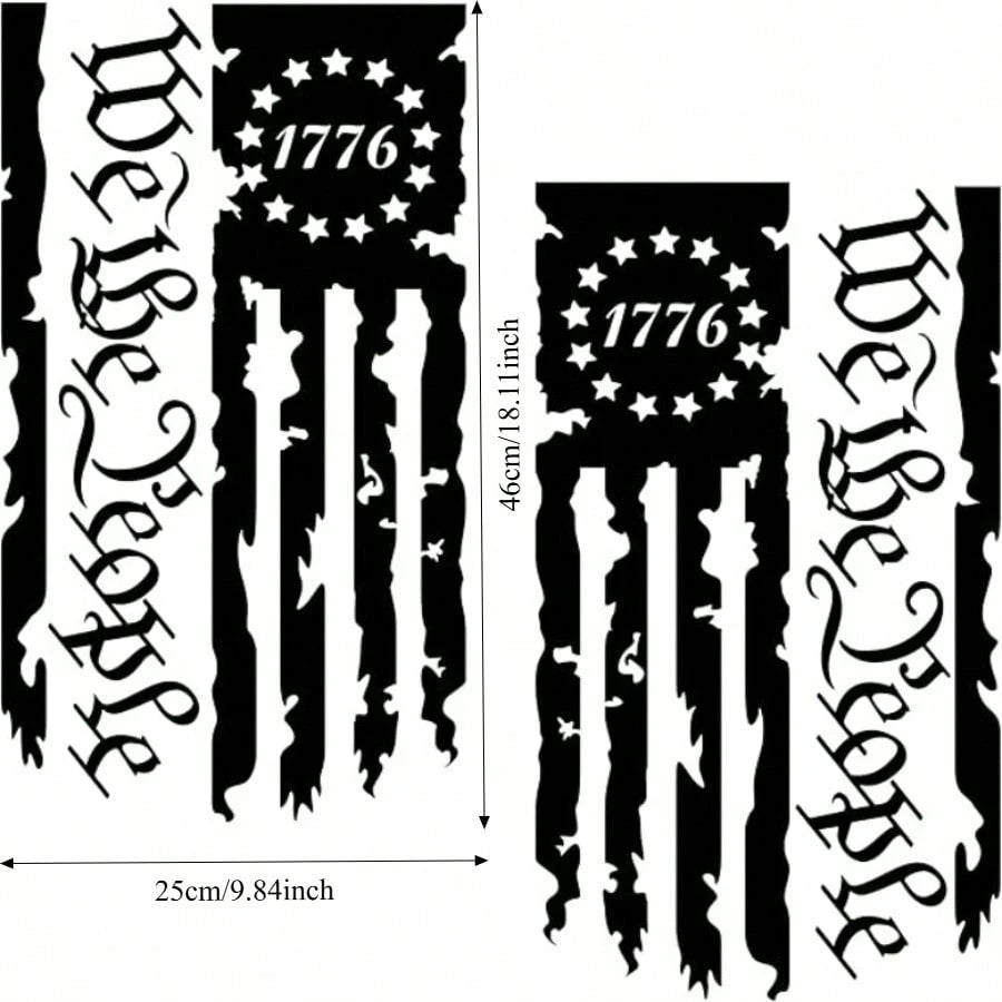 2PCS USA Flag Tailgate Decals, Distressed 1776 We The People Truck Stickers For Pickup Trucks And Outdoor Vehicle Decoration