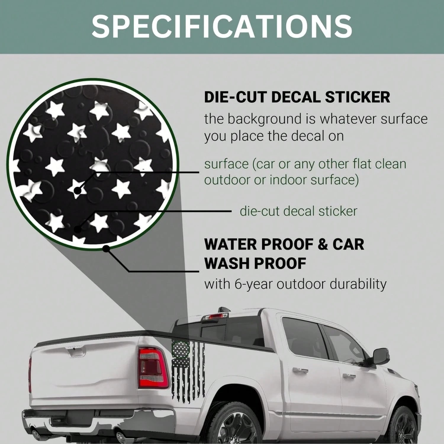 2PCS USA Flag Tailgate Decals, Distressed 1776 We The People Truck Stickers For Pickup Trucks And Outdoor Vehicle Decoration