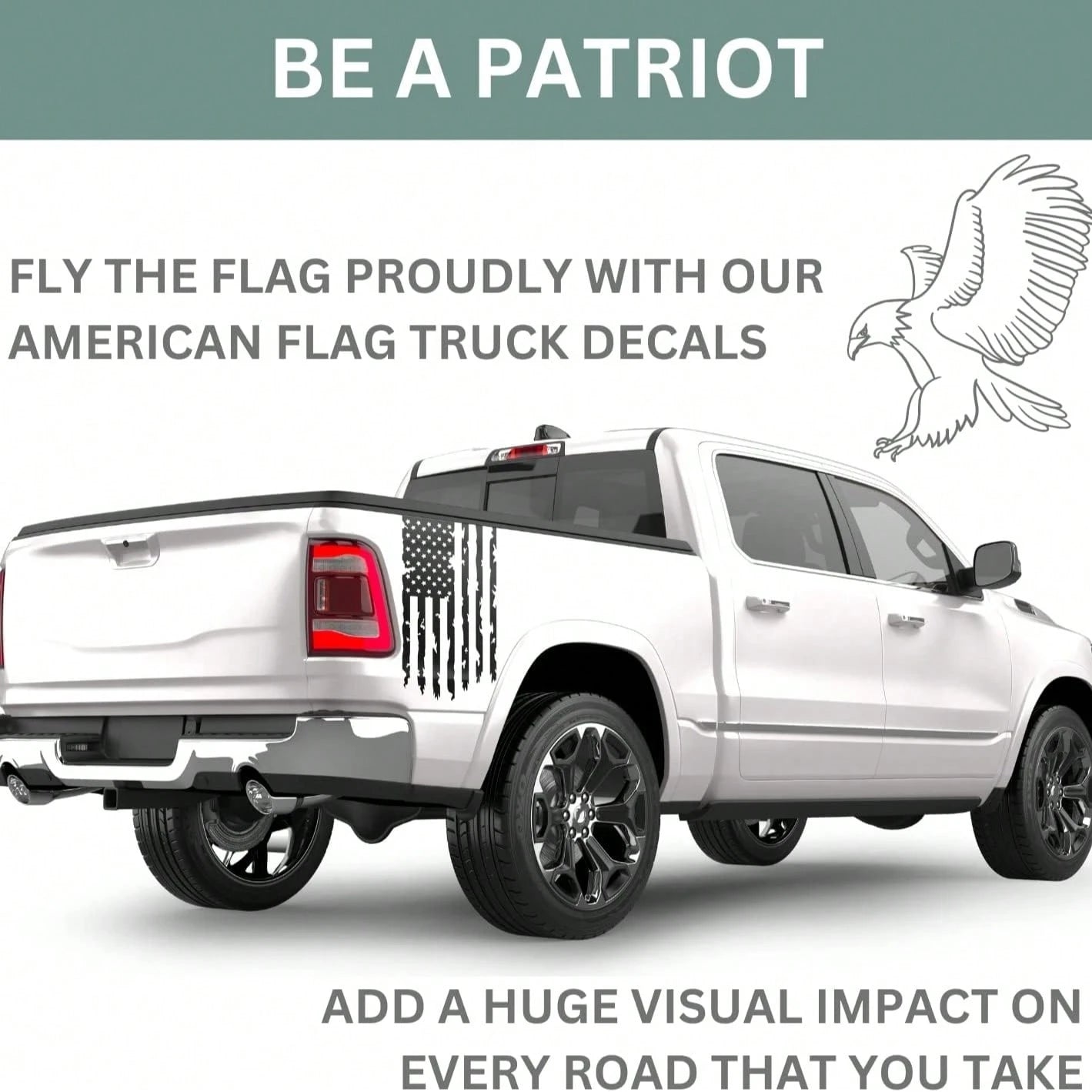 2PCS USA Flag Tailgate Decals, Distressed 1776 We The People Truck Stickers For Pickup Trucks And Outdoor Vehicle Decoration
