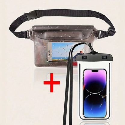 2pcs Waterproof Touchscreen Phone Waist Bag, Floating Dry Storage Phone Pouch With Adjustable Shoulder Strap, Suitable For Swimming, Diving, Beach, Surfing, Outdoor Activities Waterproof Phone Case