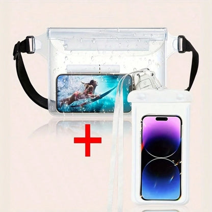 2pcs Waterproof Touchscreen Phone Waist Bag, Floating Dry Storage Phone Pouch With Adjustable Shoulder Strap, Suitable For Swimming, Diving, Beach, Surfing, Outdoor Activities Waterproof Phone Case
