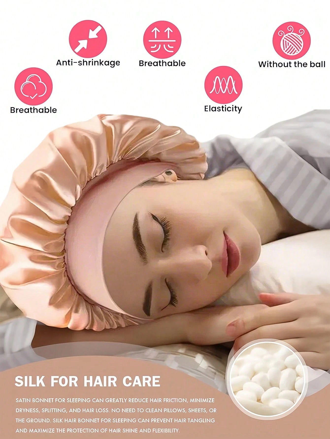 2pcs Women Solid Color Satin Sleep Cap, Silk Bonnet For Men Women Hair Bonnet For Sleeping Double Layer Satin Bonnet For Natural Curly Hair Unisex Sleep Cap, Casual & Comfortable Sleeping Hat, Lightwe