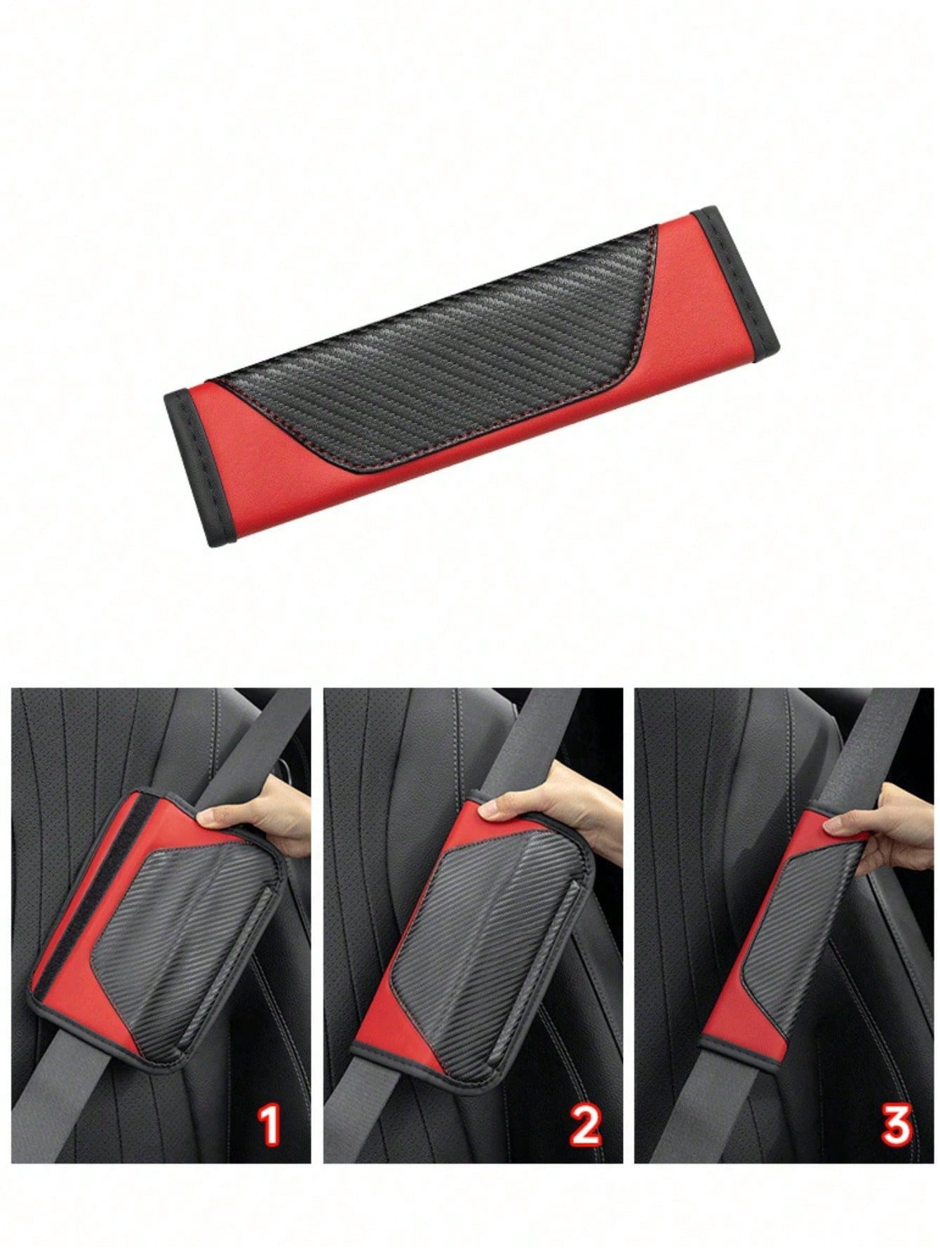 2pcsUniversal Car Seat Belt Shoulder Cover, PU Leather Safetybelt Protective Cover Carbon Fiber Protector Shoulder Protection, Auto Interior Accessories Decorations