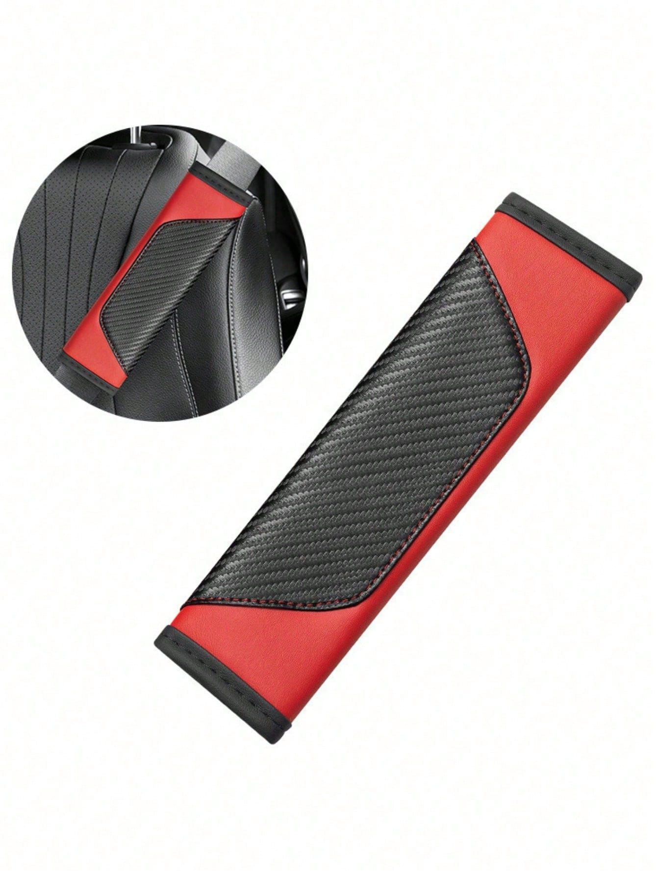 2pcsUniversal Car Seat Belt Shoulder Cover, PU Leather Safetybelt Protective Cover Carbon Fiber Protector Shoulder Protection, Auto Interior Accessories Decorations