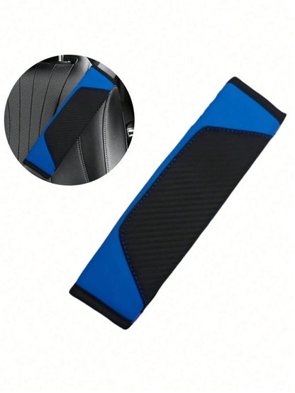 2pcsUniversal Car Seat Belt Shoulder Cover, PU Leather Safetybelt Protective Cover Carbon Fiber Protector Shoulder Protection, Auto Interior Accessories Decorations