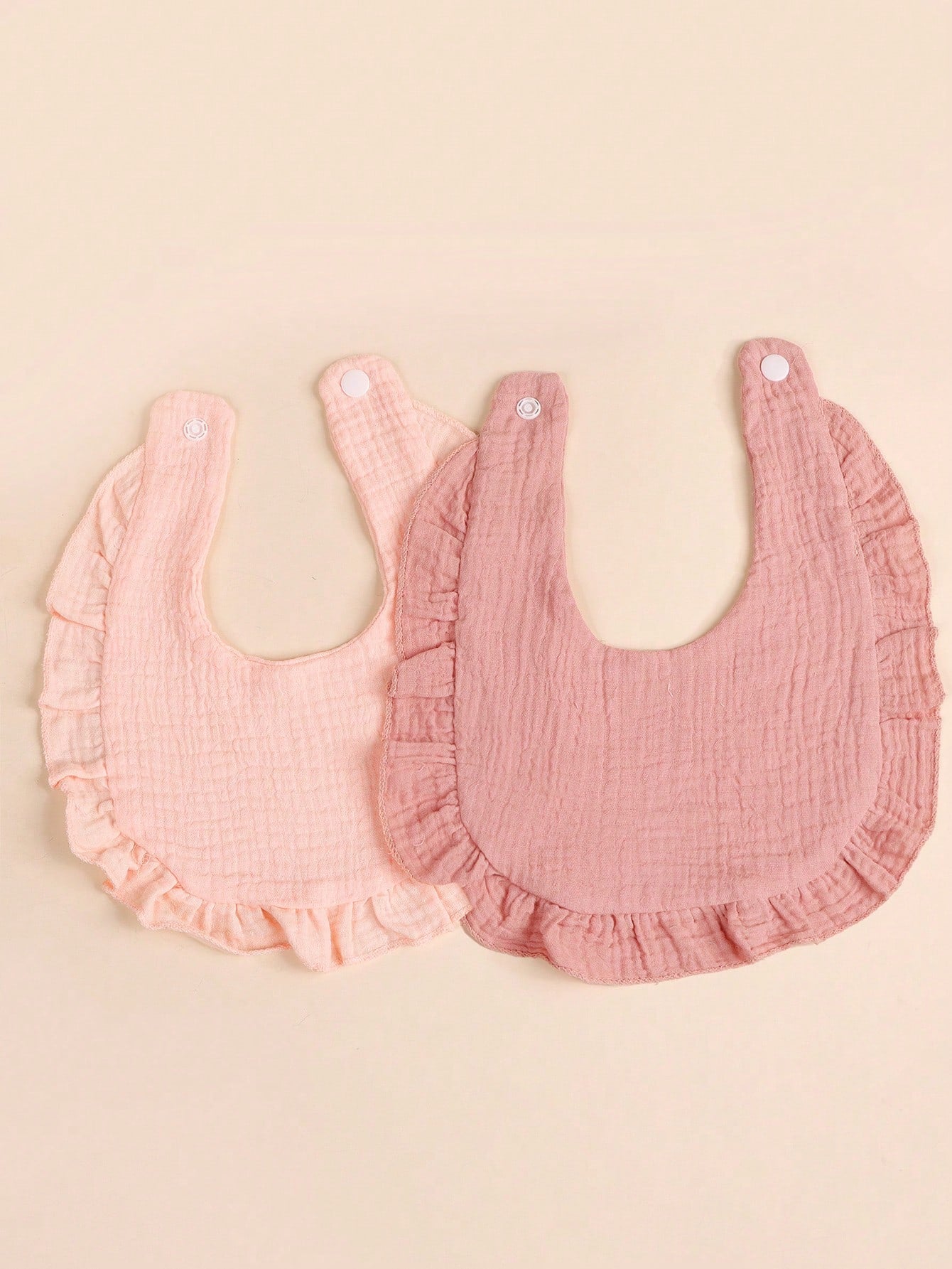 3/4pcs Baby Solid Color Bibs With Ruffle Trim, Soft Drool Cloths