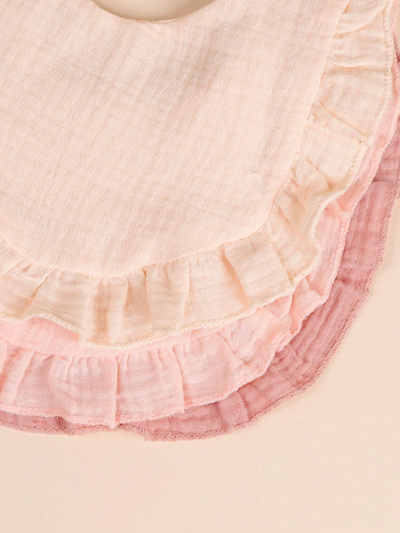 3/4pcs Baby Solid Color Bibs With Ruffle Trim, Soft Drool Cloths