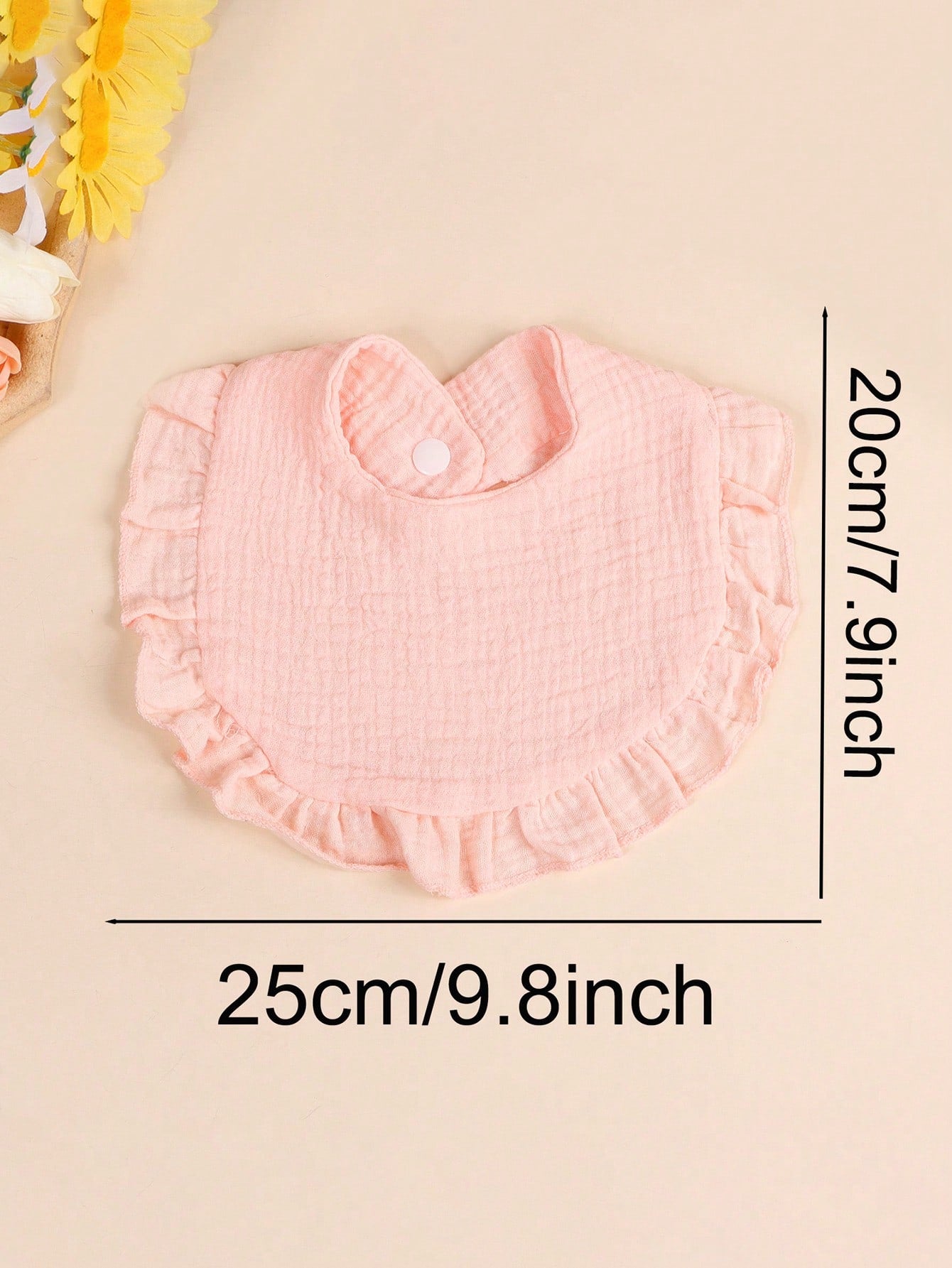 3/4pcs Baby Solid Color Bibs With Ruffle Trim, Soft Drool Cloths