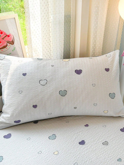 3/4pcs Soft Colorful Heart Duvet Cover Set (1 Duvet Cover + 1*Bed Sheet + 1/2*Pillowcase, No Filling) Neutral Minimalist Home Bedroom Dorm Decor, 100% Polyester, High GSM Fabric, Machine Washable